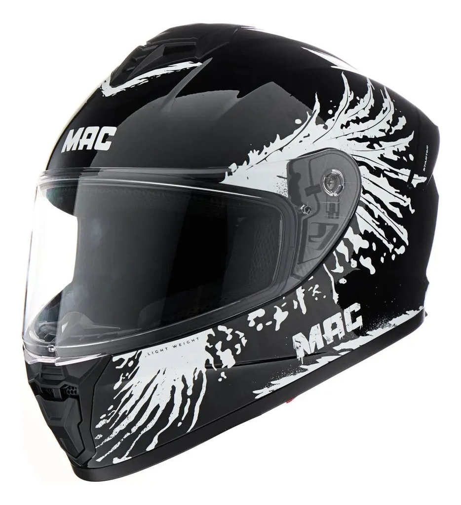 Casco Moto Integral Mac Ff801 Starter Rpm Negro/blanco Fenix Brillante S