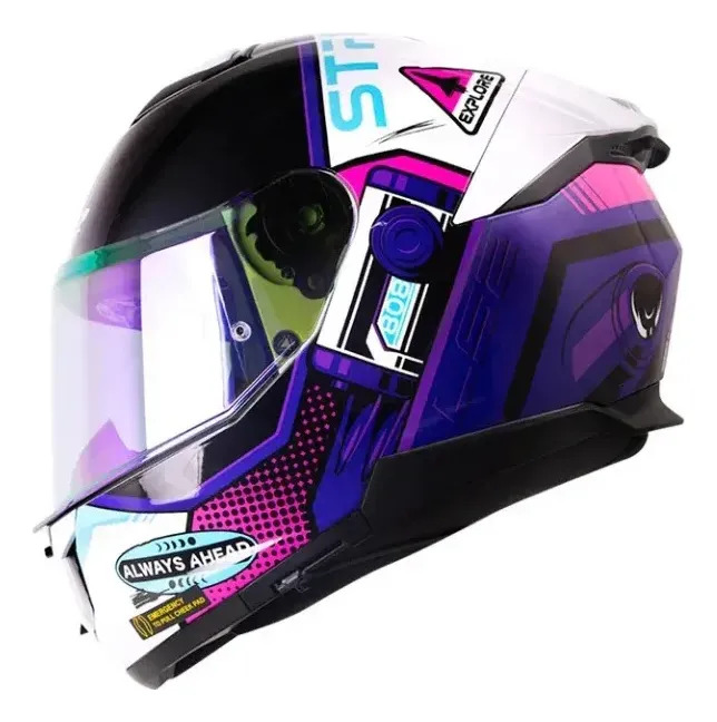 [LS2980820200.XS] Casco Moto Integral Ls2 808 Stream 2 Rpm Blanco/rosa/violeta Moon Walk Perlado Xs