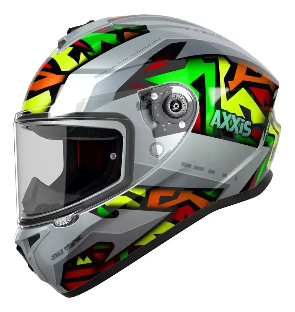 [4341A702216] Casco Moto Integral Axxis Draken S Con Visor De Regalo Rpm Gris Jolly C2 Brillante L
