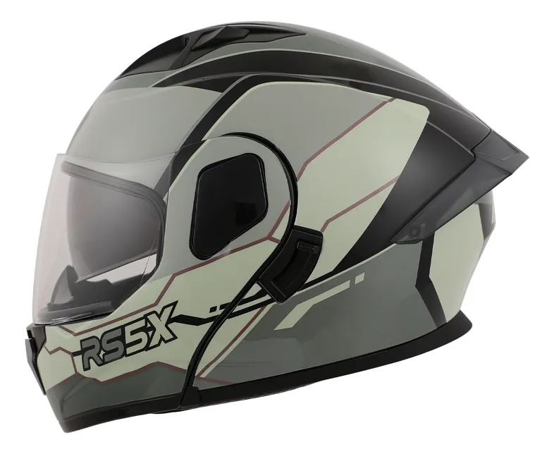 Casco Rebatible Moto Hawk Rs5x Doble Visor Rpm Gris Hunter Brillante Xl