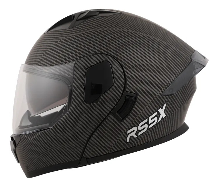 [ZRM004] Casco Rebatible Moto Hawk Rs5x Doble Visor Rpm Negro Carbon Look Mate Xl