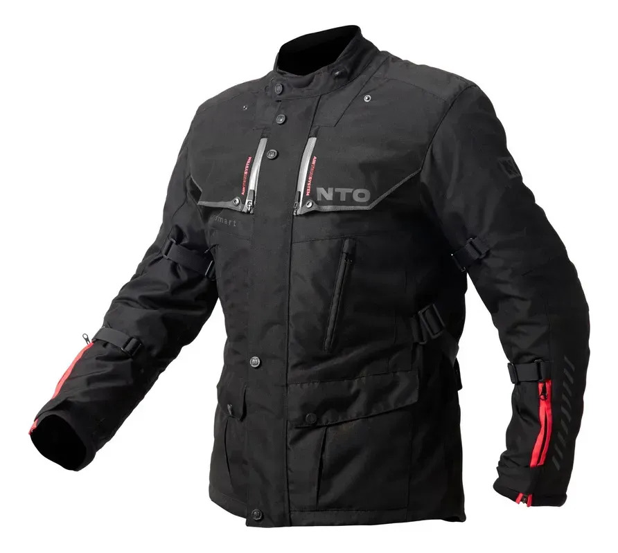 [INTO80111633.M] Campera Moto Hombre Nto Indiana Touring Con Protecciones Rpm Negro/rojo Cordura M