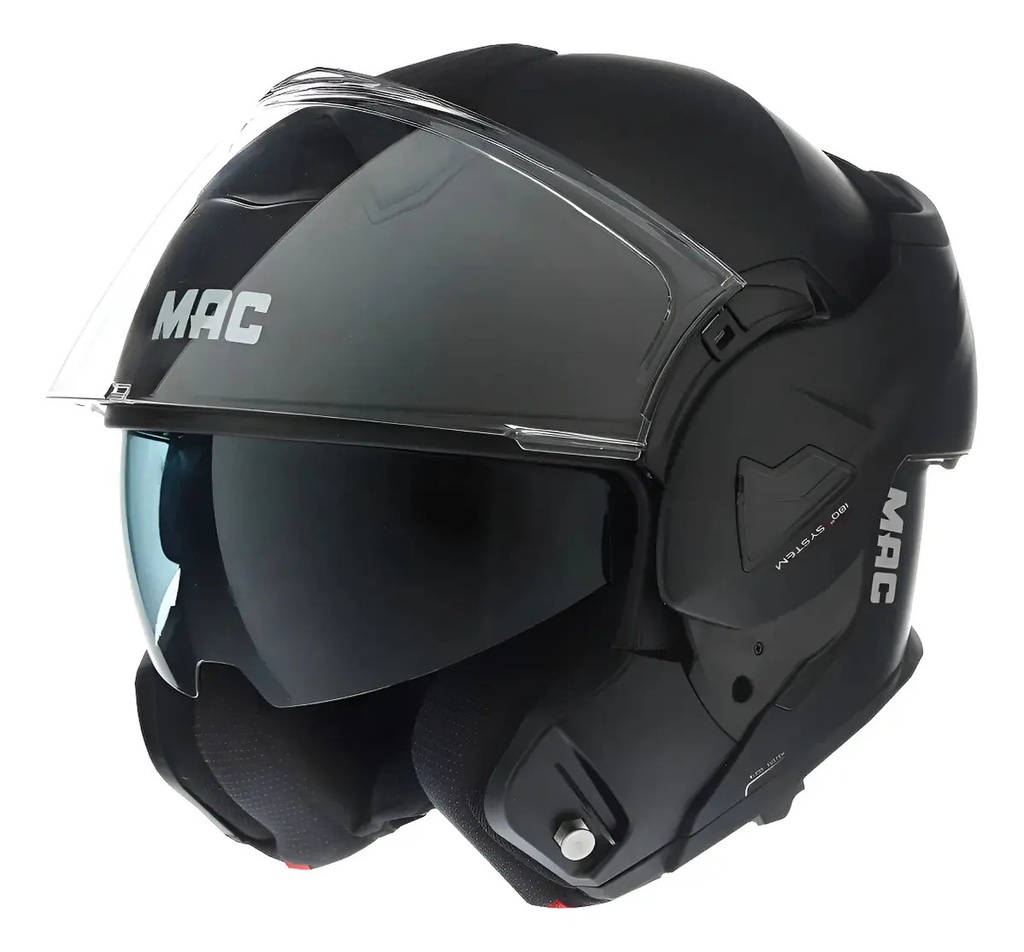 [MAC116281113.S] Casco Moto Rebatible Mac Ff628 Eclipse Doble Visor Rpm Negro Solid Mate S