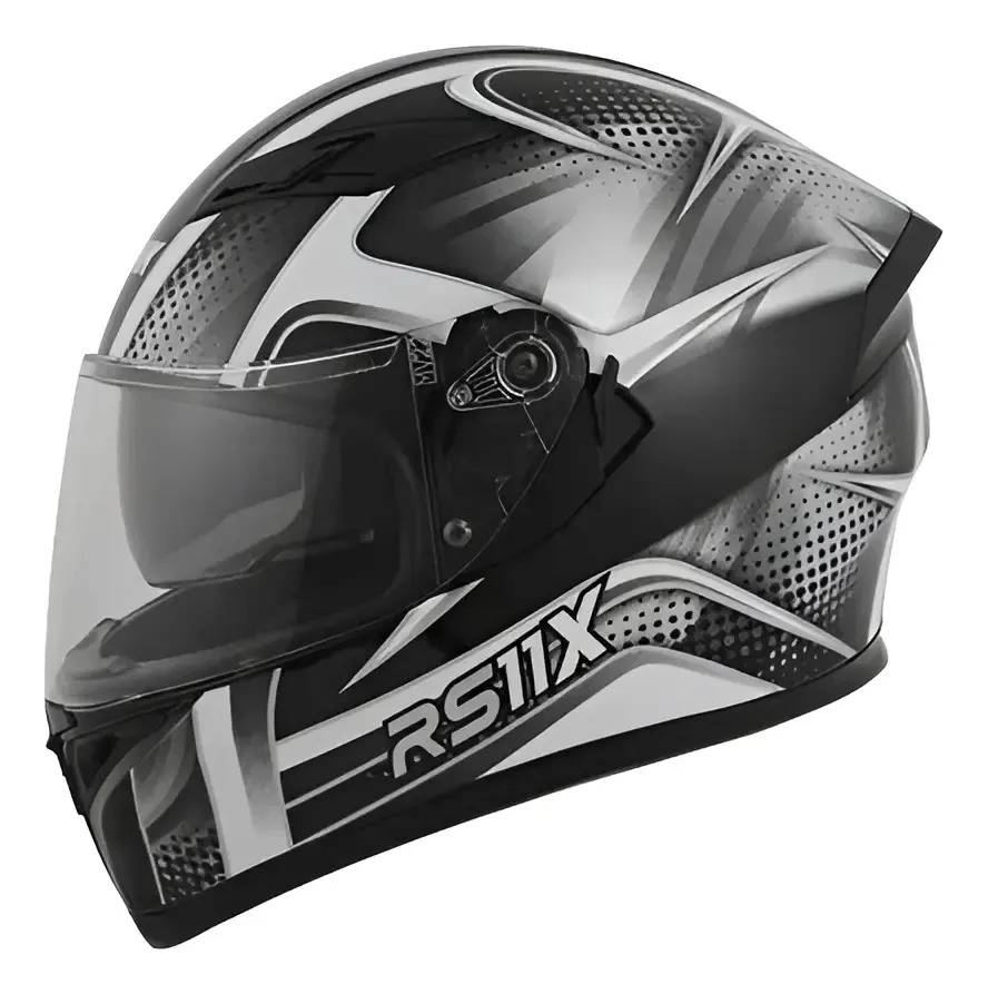 Casco Integral Moto Hawk Rs11x Doble Visor Rpm Gris Spike Brillante Xl