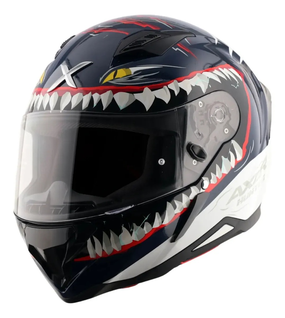 Casco Moto Integral Axor Hunter Aleron Rpm Azul/blanco Shark Brillante Xl