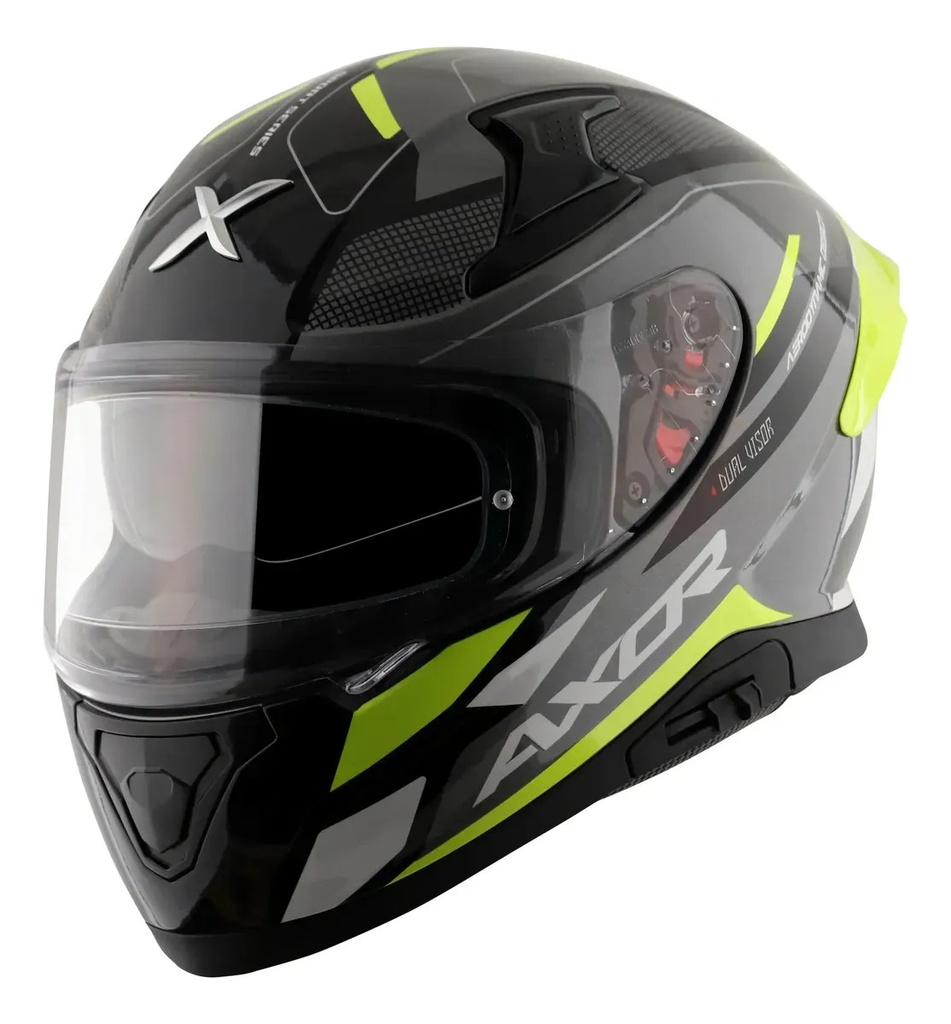 Casco Moto Integral Axor Apex Doble Visor Rpm Negro/amarillo Turbine Mate Xl