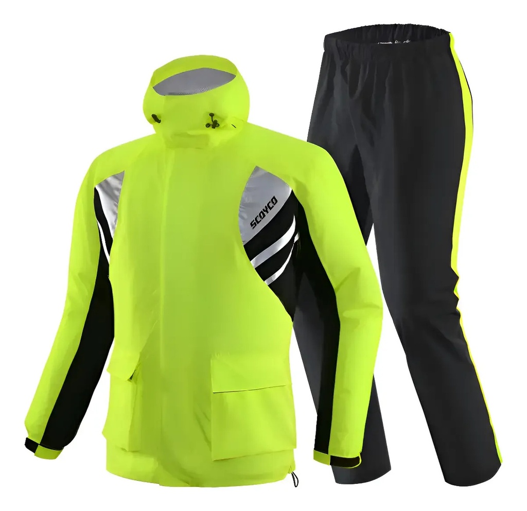 [RC09] Traje De Lluvia Moto Scoyco Rc09 Reflectante Impermeable Rpm Negro/amarillo M