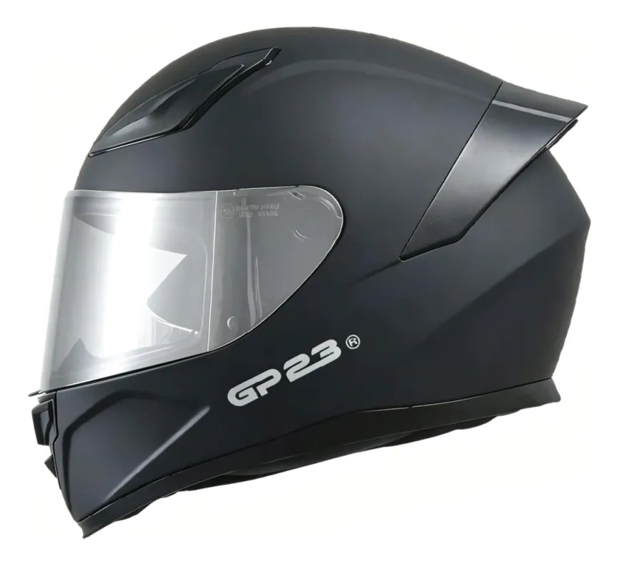 [0782971301514] Casco Moto Integral Gp23 Raptor + Visor Transparente Rpm Negro Ws-609 Mate Xl