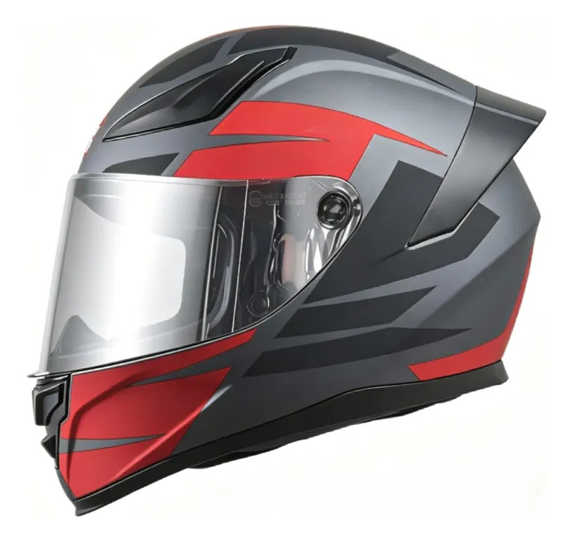 [0782971301736] Casco Moto Integral Gp23 Raptor + Visor Transparente Rpm Rojo Ws-609 Mate S