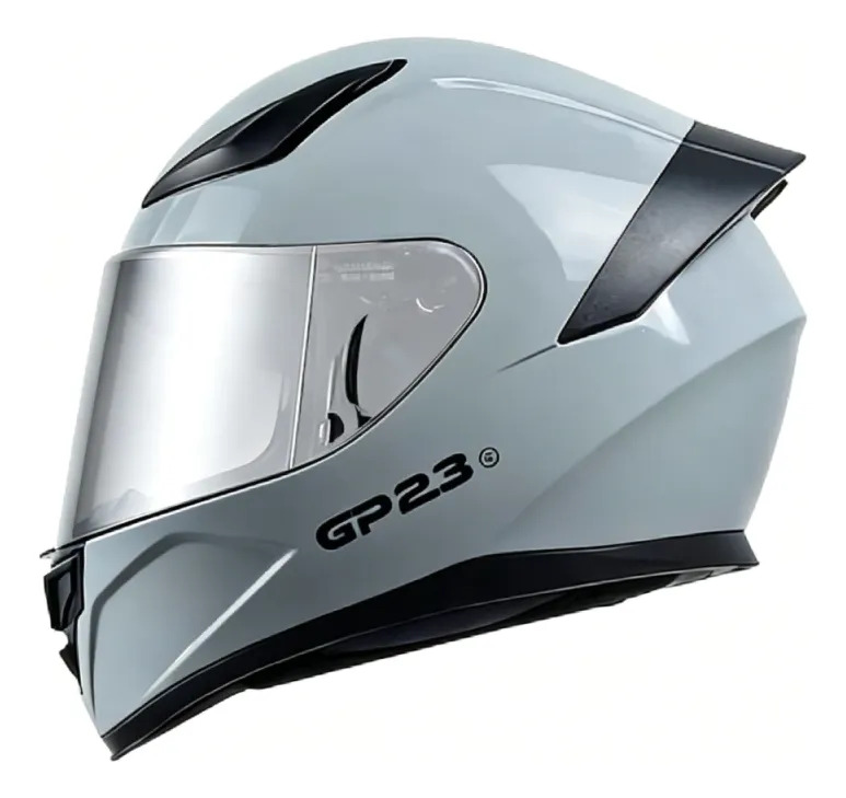 Casco Moto Integral Gp23 Raptor + Visor Transparente Rpm Gris Ws-609 Brillante M