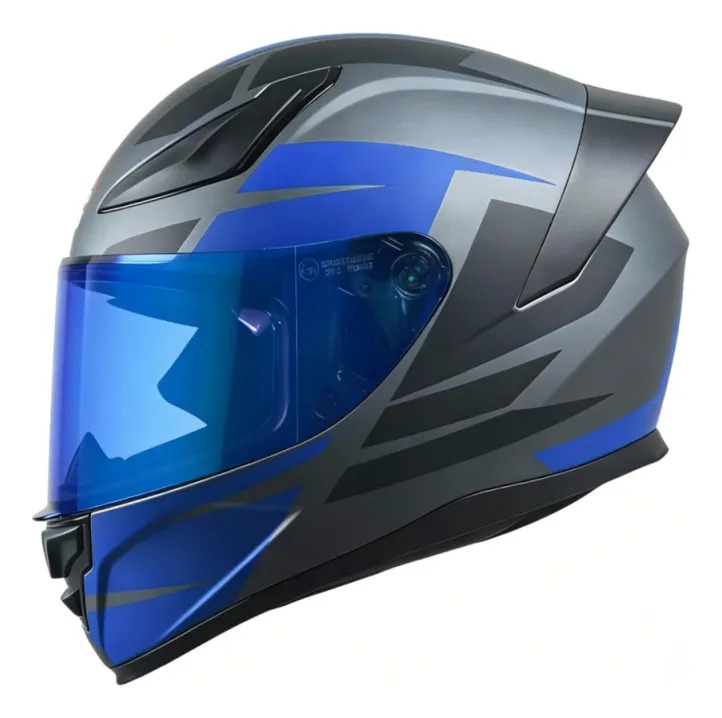 Casco Moto Integral Gp23 Raptor Azul Mate Xxl