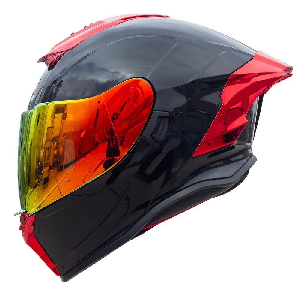 Casco Integral Gekko Spektor Doble Visor + Visor De Regalo Negro/rojo Gloss Red Brillante L