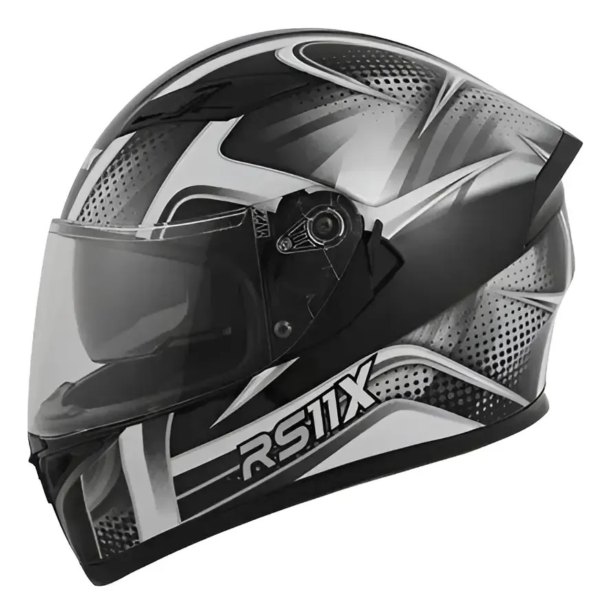Casco Moto Integral Hawk Rs11x Doble Visor Rpm Gris Spike Brillante S