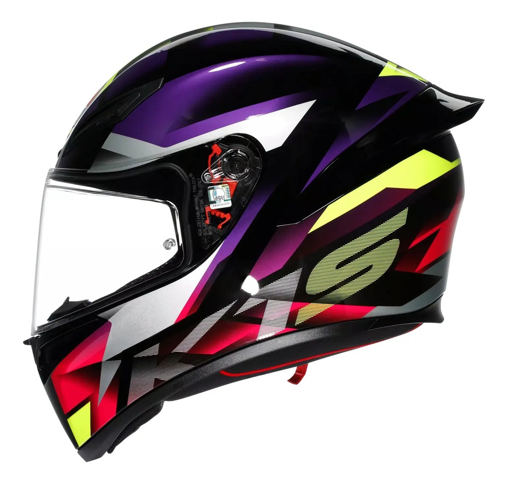 Casco Moto Integral Agv K1 S Alerón Integrado Rpm Negro/violeta/rosa Brillante Fastlap Brillante S